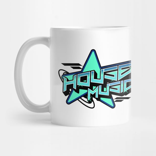 HOUSE MUSIC  - Y2K Star (black/blue) by DISCOTHREADZ 